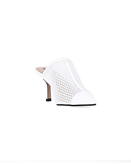 360 degree animation of product White backless heeled court shoes frame-19
