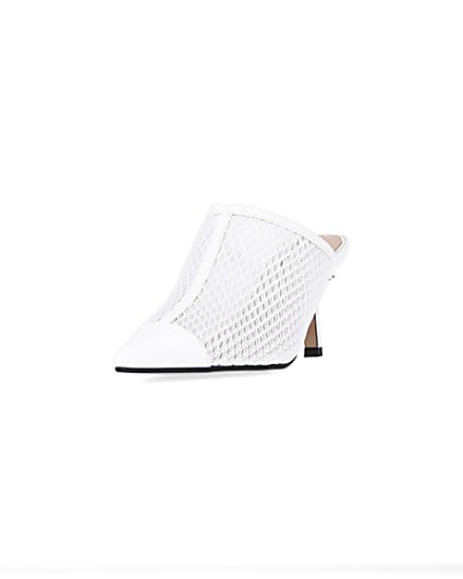 360 degree animation of product White backless heeled court shoes frame-23