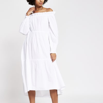 river island white bardot dress