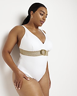 White belted swimsuit