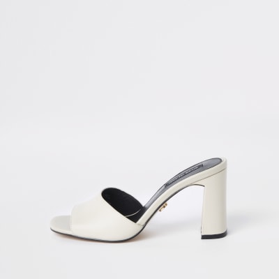 White block heel mules