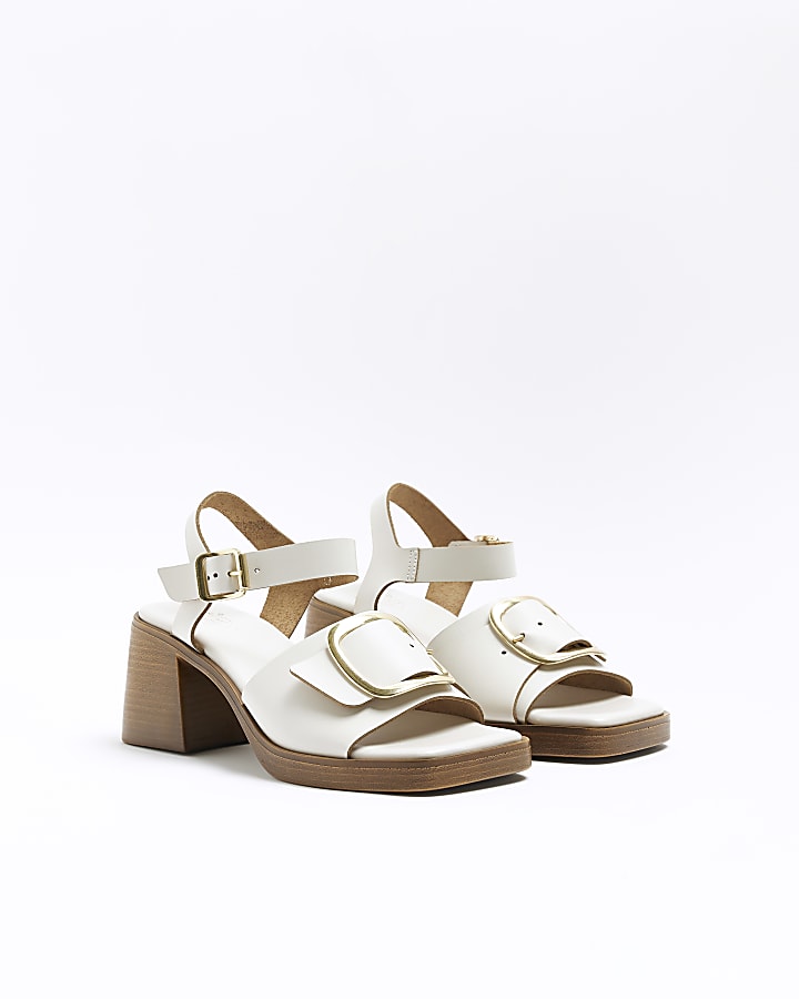 White block heel trim sandals