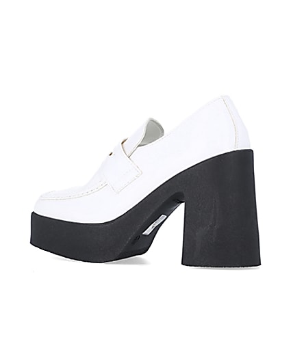 360 degree animation of product White block heeled loafers frame-5