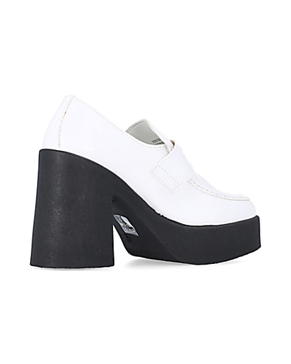 360 degree animation of product White block heeled loafers frame-13