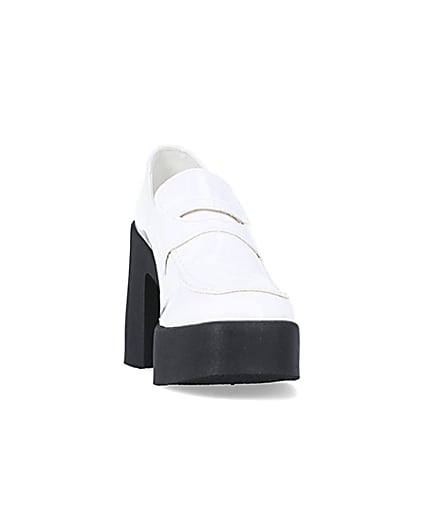 360 degree animation of product White block heeled loafers frame-20