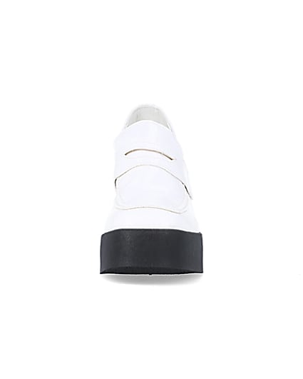 360 degree animation of product White block heeled loafers frame-21