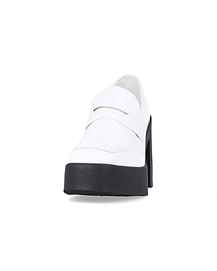 360 degree animation of product White block heeled loafers frame-22