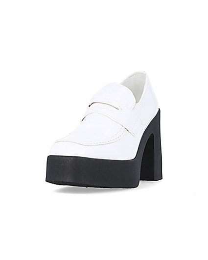 360 degree animation of product White block heeled loafers frame-23