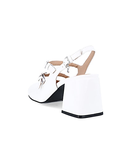 360 degree animation of product White block heeled shoes frame-7