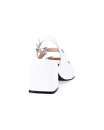 360 degree animation of product White block heeled shoes frame-10