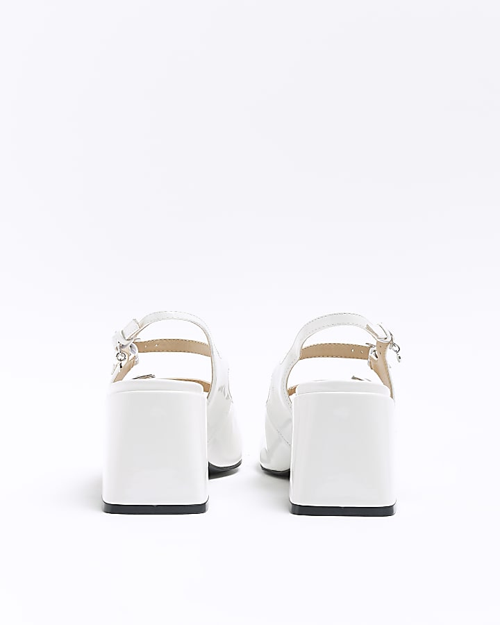 White block heeled shoes