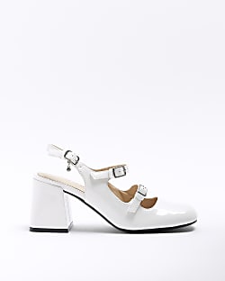 White block heeled shoes