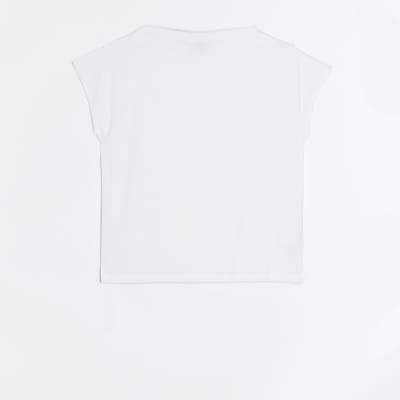 White boat neck t-shirt | River Island