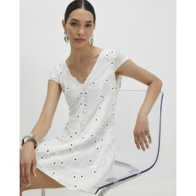 river island white beaded dress Palm Beach Flutter Sleeve Maxi Dress