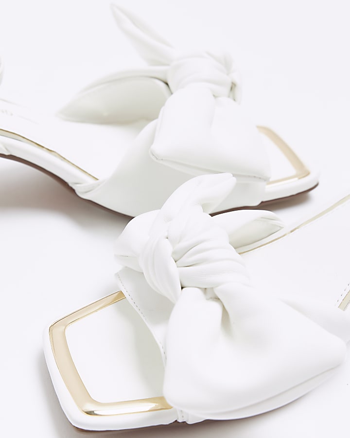 White bow block heeled sandals