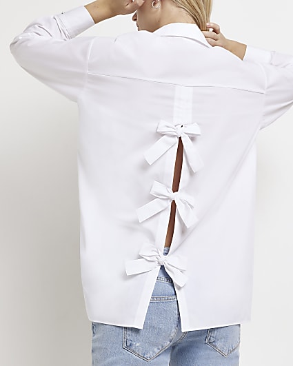 White bow detail shirt