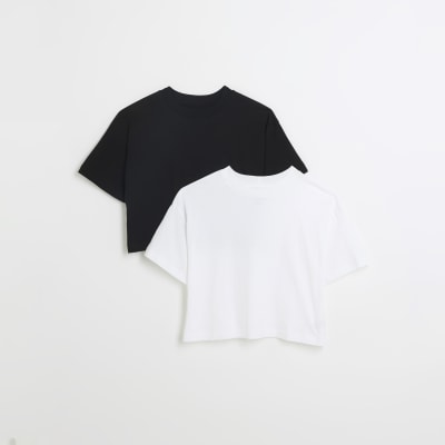 White Boxy Cropped T shirt Multipack River Island