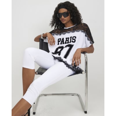 Boyfriend Fit Lace Paris Sporty T Shirt