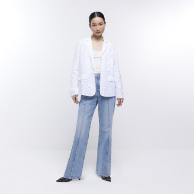 White Broderie Blazer
