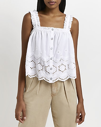 White broderie cami top