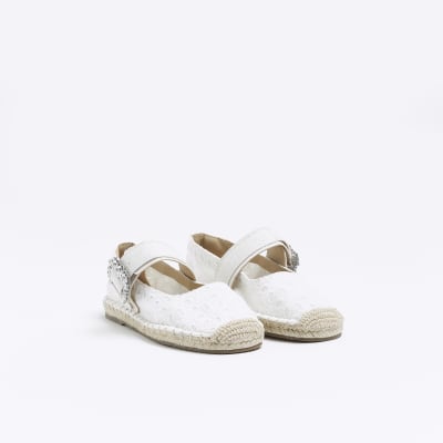 White broderie espadrilles
