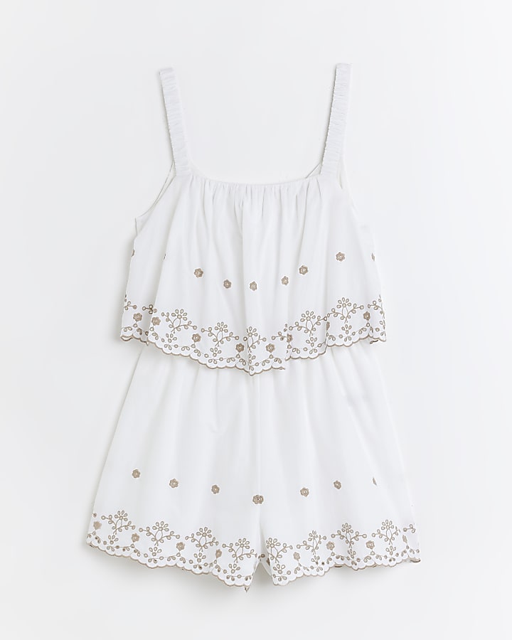 White Broderie Layered Playsuit
