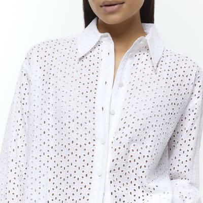 White broderie oversized shirt