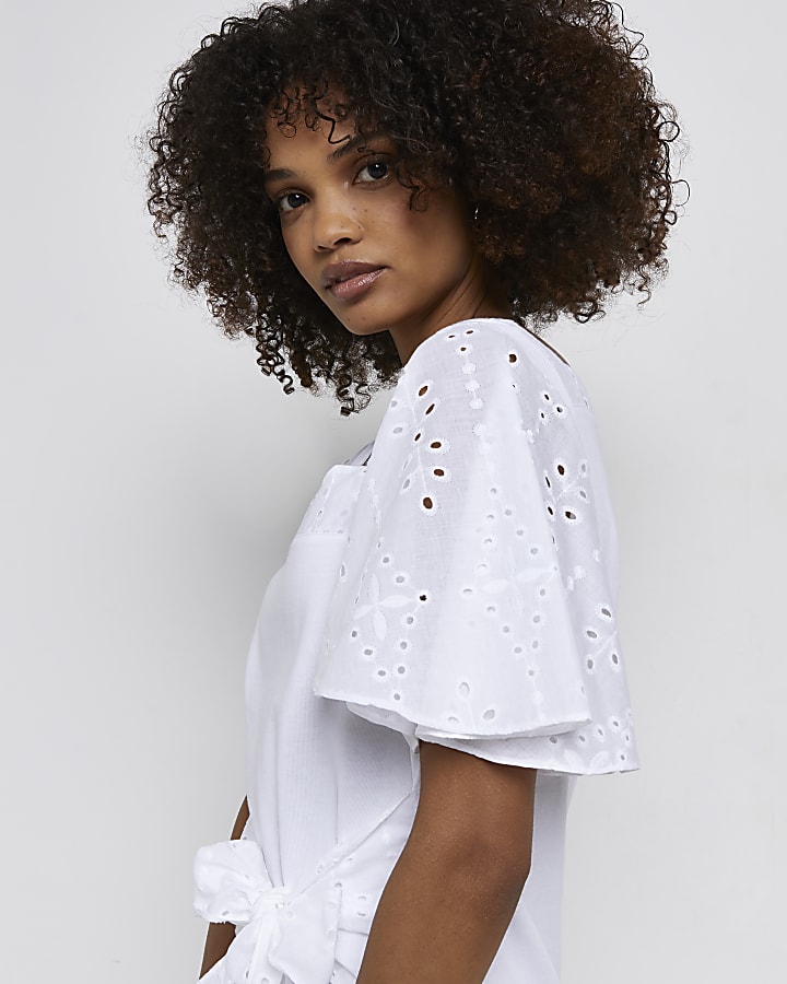 White broidery mini dress