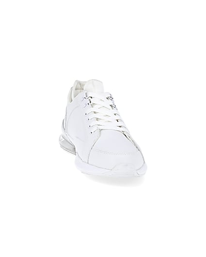 360 degree animation of product White bubble lace up runner trainers frame-20