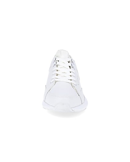 360 degree animation of product White bubble lace up runner trainers frame-21