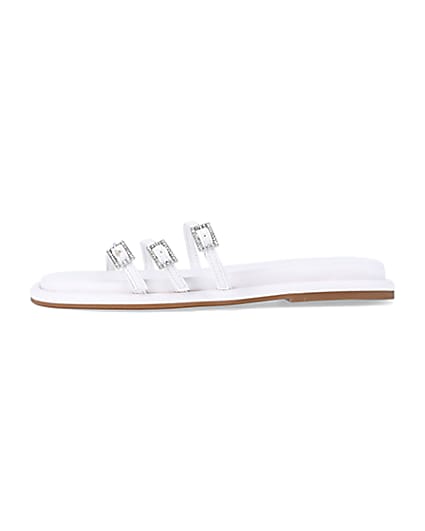360 degree animation of product White buckle detail flat sandals frame-3
