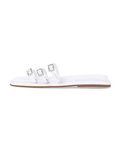360 degree animation of product White buckle detail flat sandals frame-4