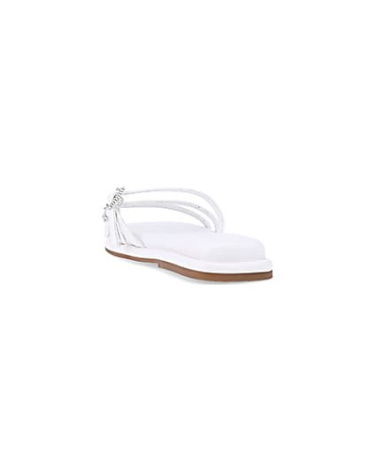 360 degree animation of product White buckle detail flat sandals frame-8