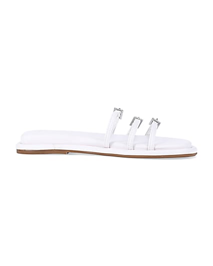 360 degree animation of product White buckle detail flat sandals frame-16