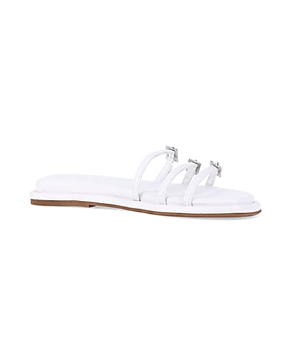 360 degree animation of product White buckle detail flat sandals frame-17