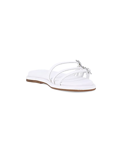360 degree animation of product White buckle detail flat sandals frame-19