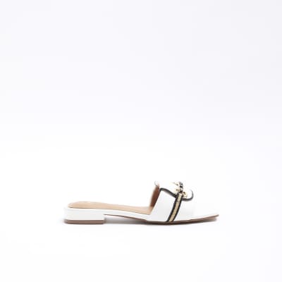 White buckle mule sandals River Island