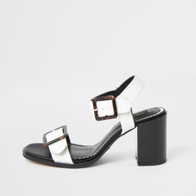 wide fit white strappy heels