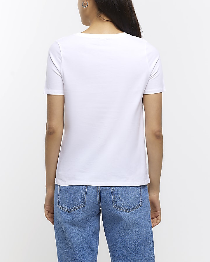 White butterfly short sleeve t-shirt