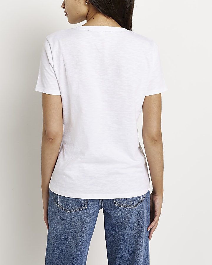 White button detail t-shirt