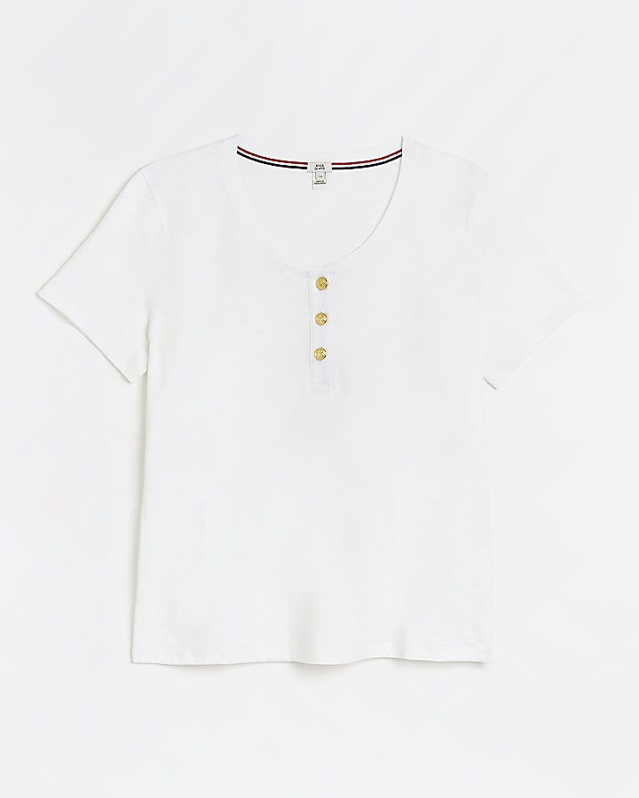 White button detail t-shirt