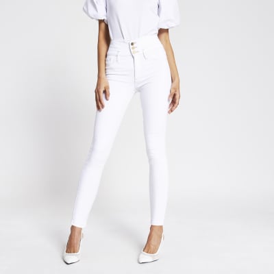 river island white skinny jeans