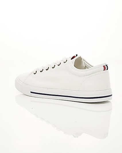 360 degree animation of product White canvas lace-up plimsolls frame-19