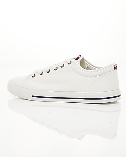 360 degree animation of product White canvas lace-up plimsolls frame-20