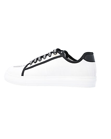 360 degree animation of product White canvas plimsoll trainers frame-4