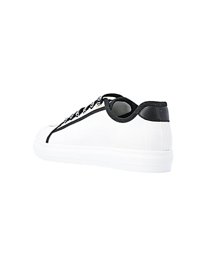 360 degree animation of product White canvas plimsoll trainers frame-6