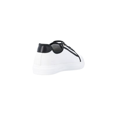 360 degree animation of product White canvas plimsoll trainers frame-11