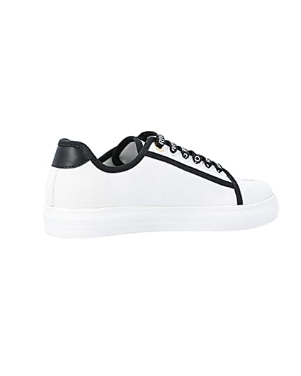 360 degree animation of product White canvas plimsoll trainers frame-13