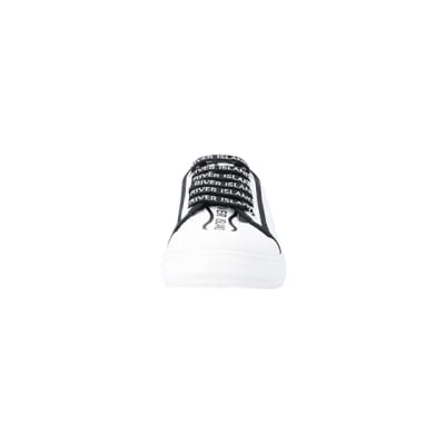 360 degree animation of product White canvas plimsoll trainers frame-21