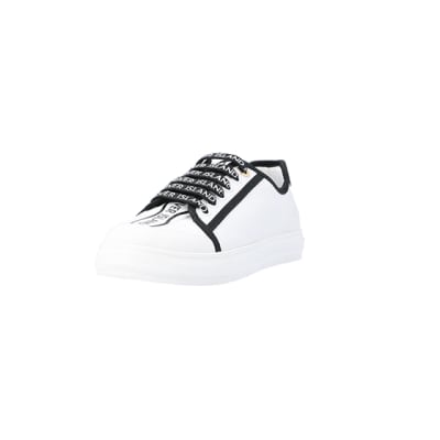 360 degree animation of product White canvas plimsoll trainers frame-23